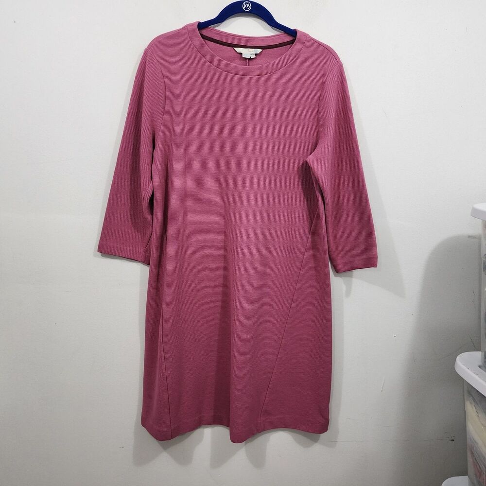 Boden Ottoman Ribbed A Line Dress Hydrangea Pink Ribbed Knit Womens 12T 12-Tall
